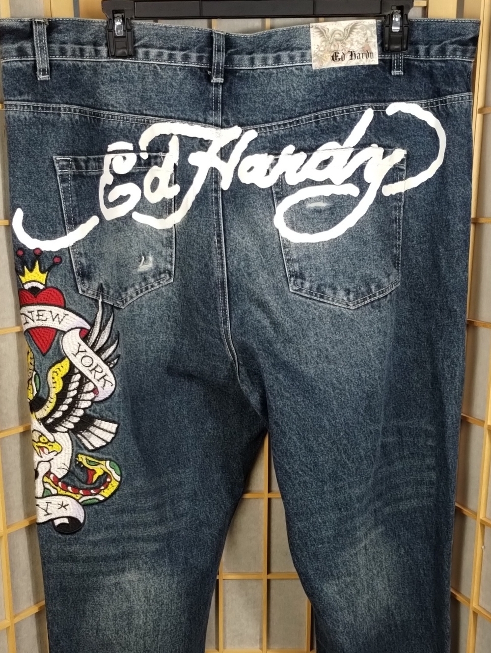 Ed Hardy Embroidered Skull Eagle & Snake New York City Jeans Size 42 NWT - Picture 5 of 15